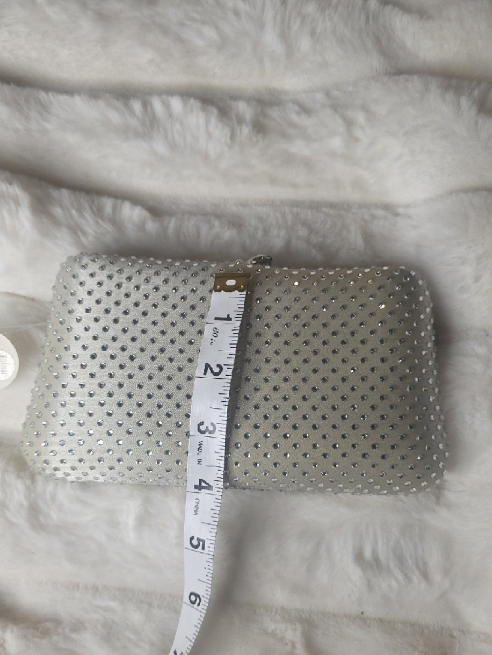 Elegant Silver Crystal-Stud Evening Clutch - Picture 7 of 7